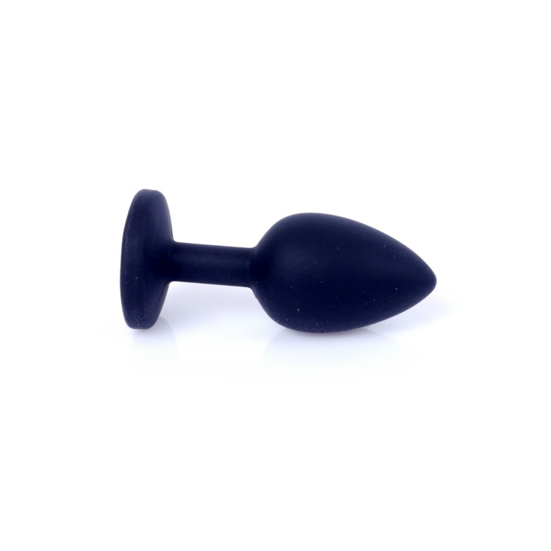 Anal Jewel Black Silicone - con cristallo Rosa - Taglia S