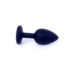 Joya Anal Silicona Negra - con cristal Rosa - Talla S