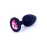Anal Jewel Black Silicone - with Pink crystal - Size S