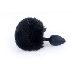 Queue de Lapin Noir avec Plug Silicone Anal S 6,5 x 2,7cm