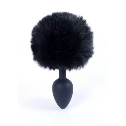 Cola Conejo Negro con Plug Anal Silicona S 6,5 x 2,7cm