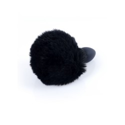 Cauda de Coelho Preto com Plugue de Silicone Anal S 6,5 x 2,7cm