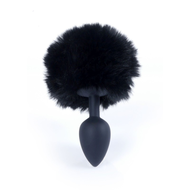 Black Rabbit Tail with Anal Silicone Plug S 6,5 x 2,7cm