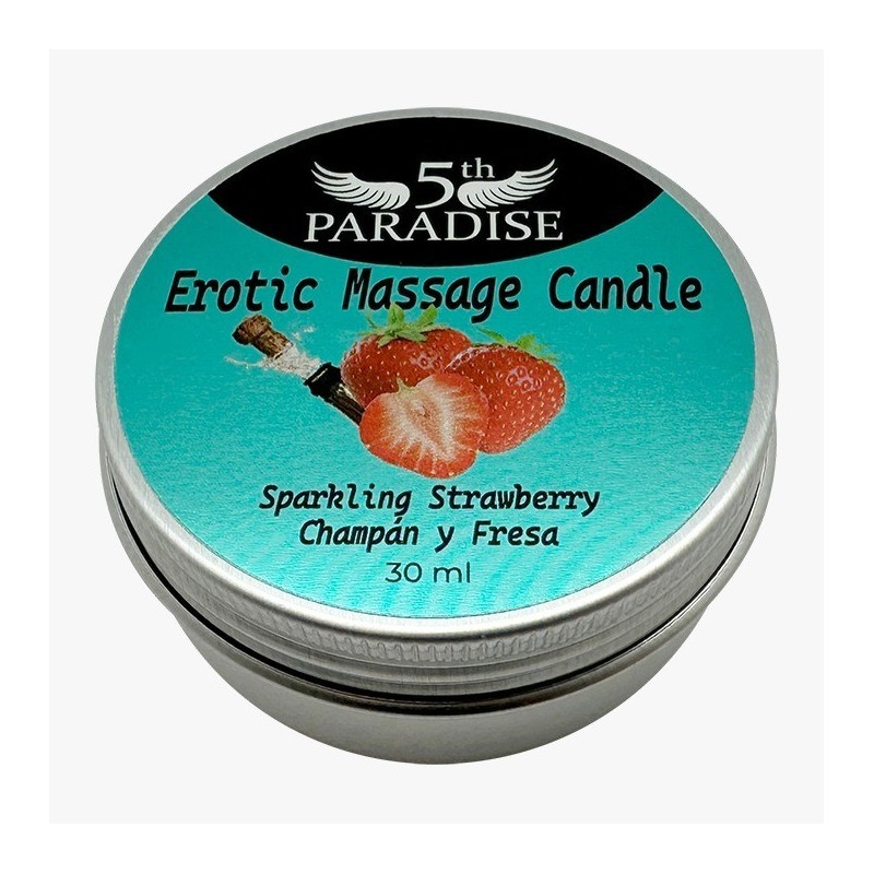 Mini Bougie Champagne et Massage aux Fraises 30ml - 5th paradise