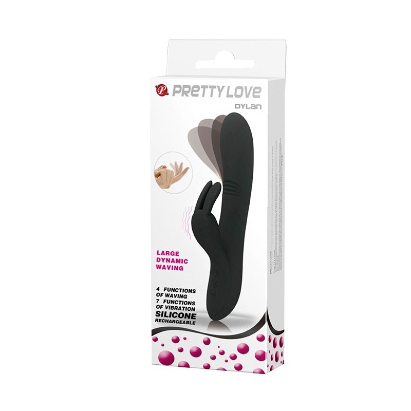 Dylan Black Waving Rechargeable 3 motors - 4 waving modes and 7 vibration modes
