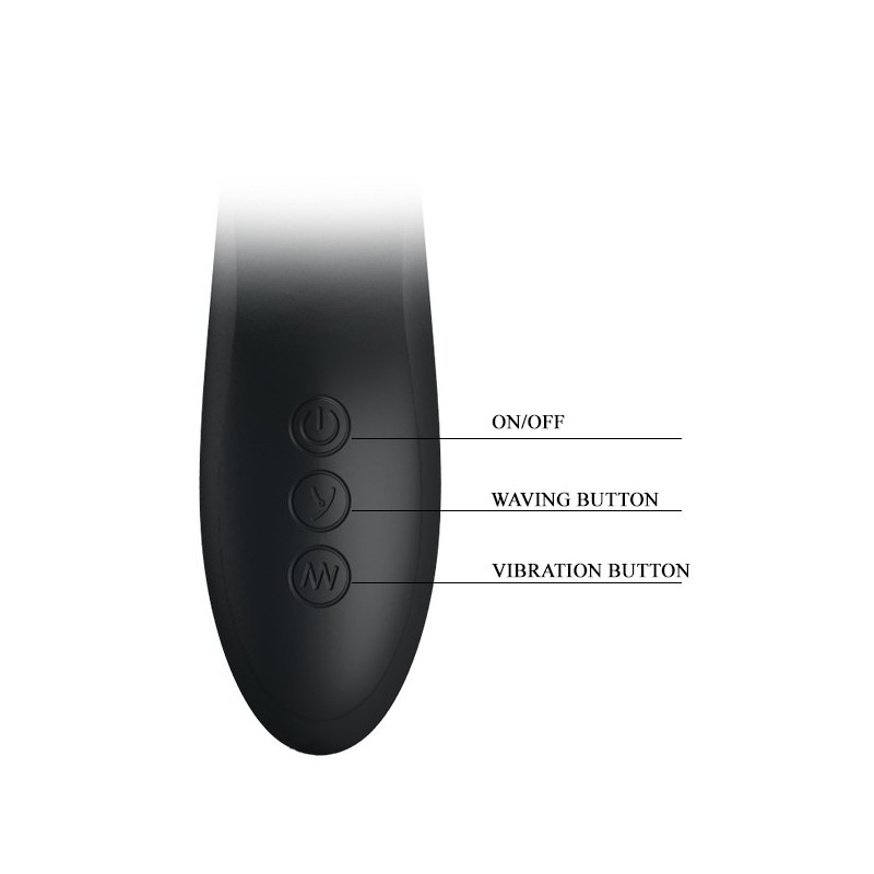 Dylan Black Waving Rechargeable 3 motors - 4 waving modes and 7 vibration modes
