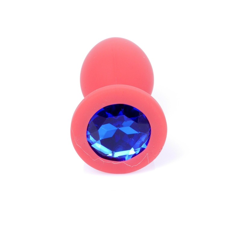 Anal Jewel Silicone Rouge - avec Cristal Bleu - Taille S