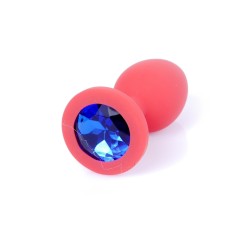 Anal Jewel Silicone Red - com cristal azul - Tamanho S