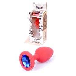 Anal Jewel Silicone Red - with Blue crystal - Size S