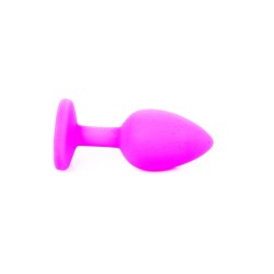 Joya Anal Silicona Rosa - con cristal Azul - Talla S