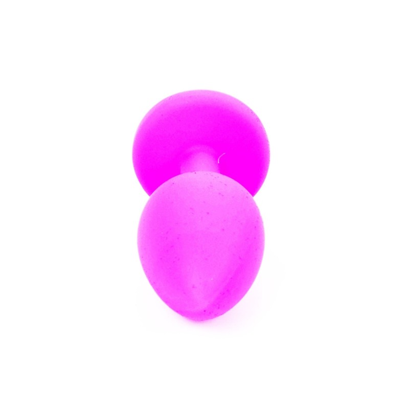 Anal Jewel Silikon Pink - mit blauem Kristall - Größe S