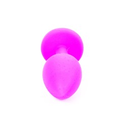 Anal Jewel Silikon Pink - mit blauem Kristall - Größe S