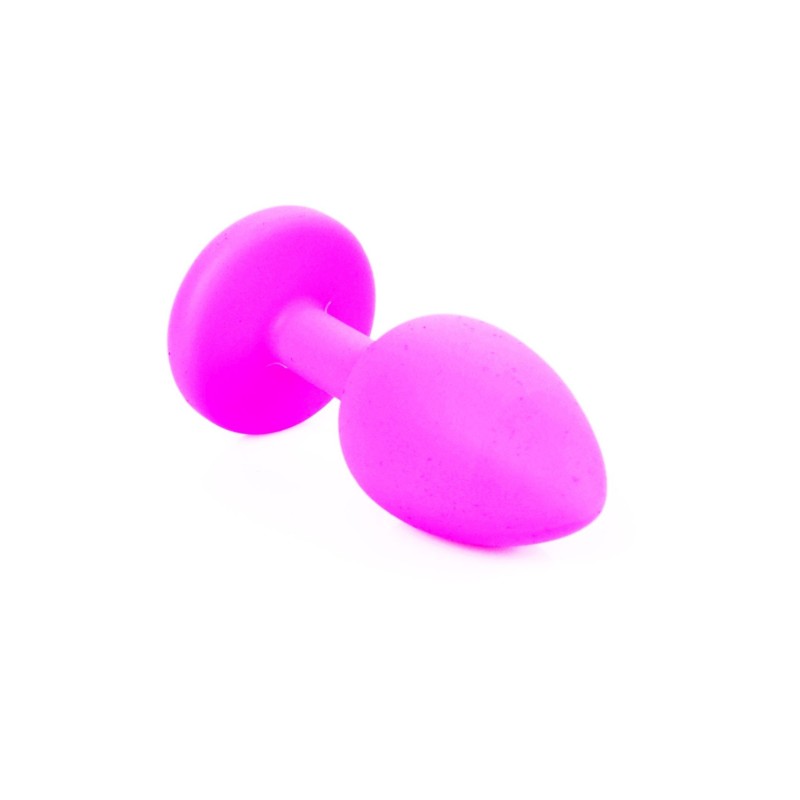 Anal Jewel Silikon Pink - mit blauem Kristall - Größe S