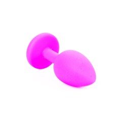 Anal Jewel Silicone Rosa - con cristallo Blu - Taglia S