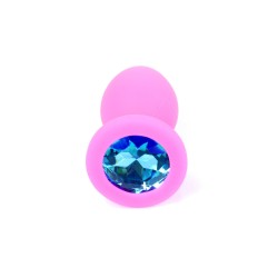 Anal Jewel Silicone Rosa - con cristallo Blu - Taglia S
