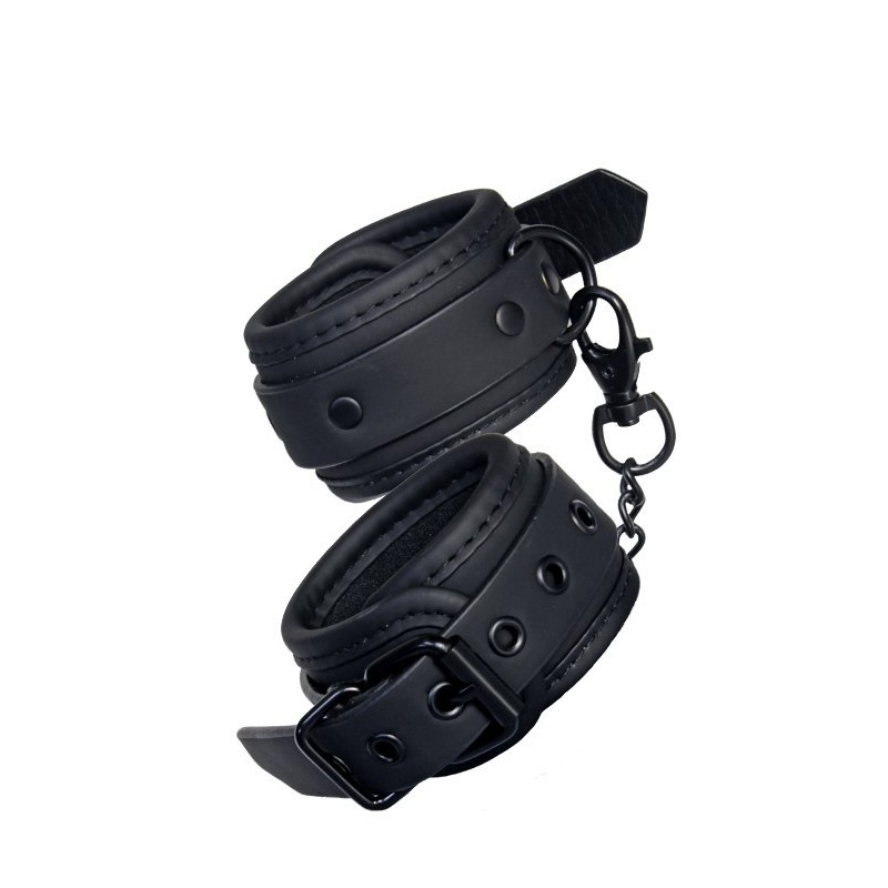 Black handcuffs with black metal chain of 10cm- BLAZE