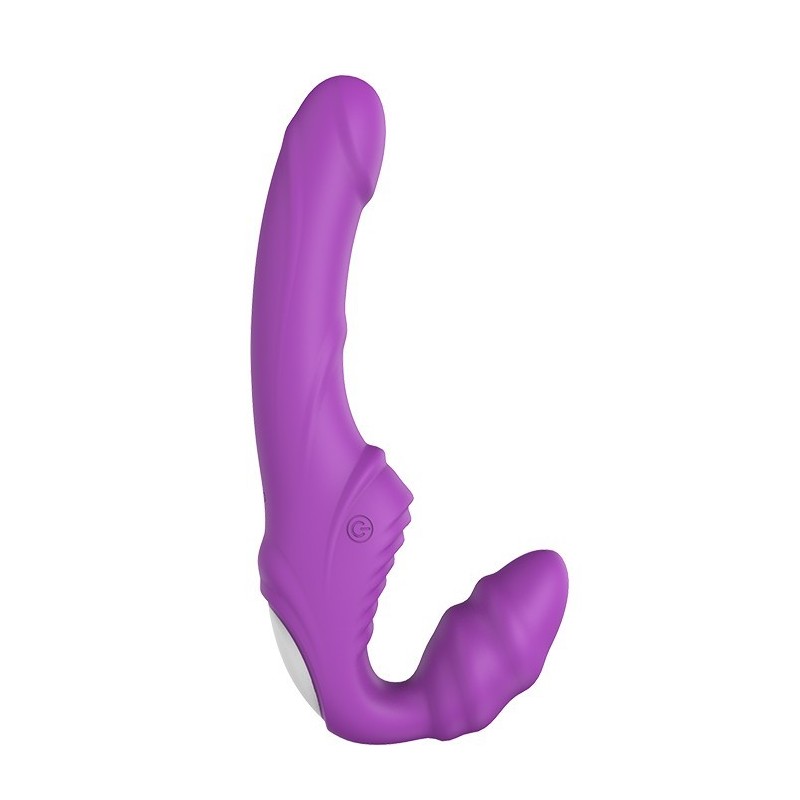 ESSENTIALS DOUBLE DIPPER VIOLET. Double harnais vibrant. Rechargeable