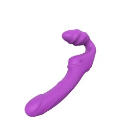 ESSENTIALS DOUBLE DIPPER PURPLE. Dual vibrating harness. Rechargeable