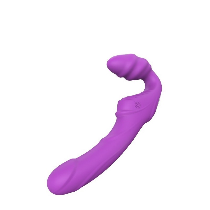 ESSENTIALS DOUBLE DIPPER PURPLE. Arnés Vibrador doble. Recargable