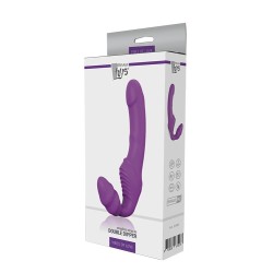 ESSENTIALS DOUBLE DIPPER PURPLE. Dual vibrating harness. Rechargeable