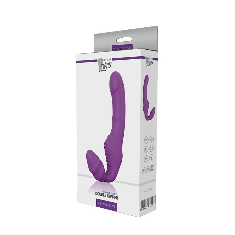 ESSENTIALS DOUBLE DIPPER VIOLET. Double harnais vibrant. Rechargeable