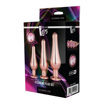 GLEAMING LOVE PLEASURE SET ROSE GOLD - ORO ROSADO - set 3 plugs anales 2