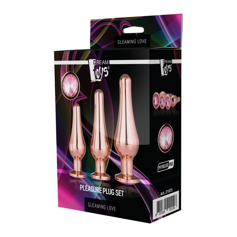 GLEAMING LOVE PLEASURE SET ROSE GOLD - ORO ROSADO - set 3 plugs anales