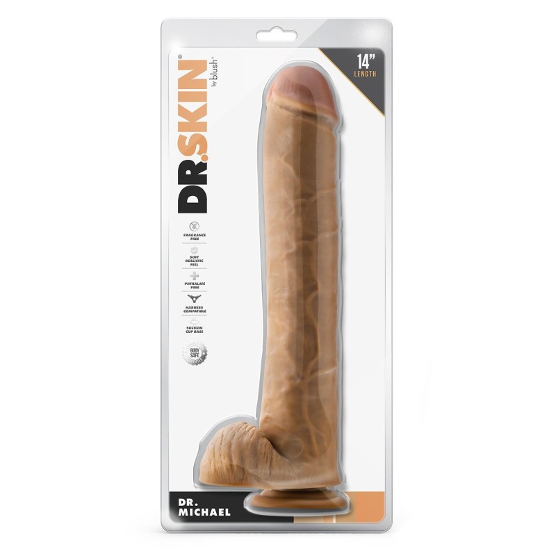 DR. MICHAEL 14" REALISTIC DILDO WITH TESTICLES 35,5x6,3cm