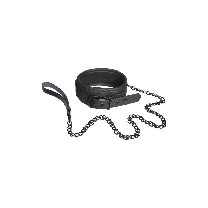 Black Collar and Strap with black metal chain of 10cm- BLAZE