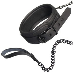 Gola e correia pretas com corrente de metal preto de 10cm- BLAZE