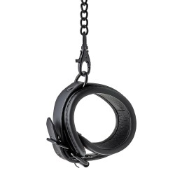 Black ankle handcuffs with black metal chain of 12cm- BLAZE