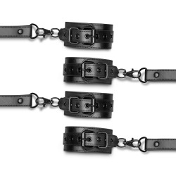 Hogtie con esposas para las manos y los tobillos - Negro