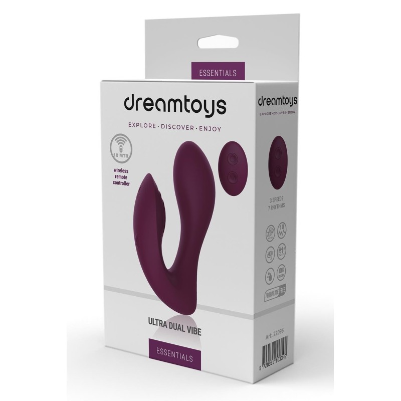 ESSENTIALS ULTRA DUAL VIBE. Double vibrator, 2 motors. Remote control. Rechargeable