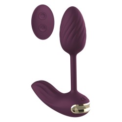 ESSENTIALS FLEXIBLE WEARABLE VIBRATING EGG PURPLE. 10 vibration modes, 2 motors. Remote control. Rechargeable