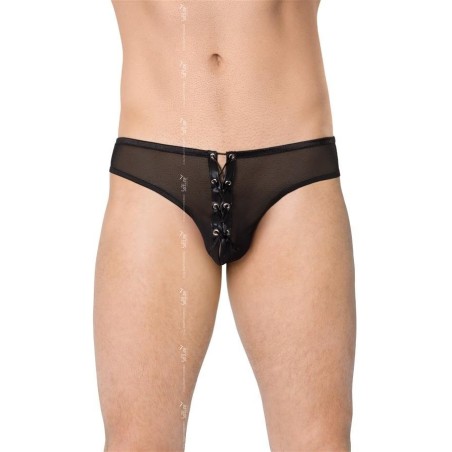 Wetlook Schwarzer gebundener String mit Transparenz 4516 M/L