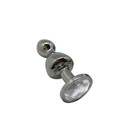 Lollypop S White Double Ball Metal Plug 8.5x2.8cm