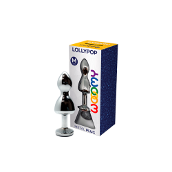 Lollypop M White Double Metal Ball Plug 9.4x3.1cm