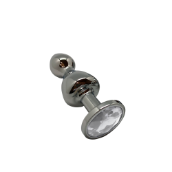Lollypop M  Blanco Plug de Doble Bola de Metal 9,4x3,1cm