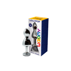 Lollypop L Weißer Doppel-Kugelstecker aus Metall 10,5x3,5cm