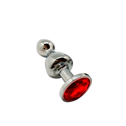 Lollypop L  Rojo Plug de Doble Bola de Metal 10,5x3,5cm