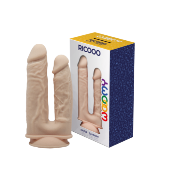 Ricooo Realistic Double Dildo TPE 19.5x4.5cm and 17.5x3.7cm 2