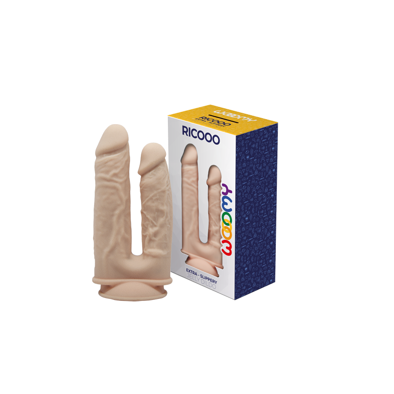 Ricooo Dildo Doppio Realistico TPE 19,5x4,5cm e 17,5x3,7cm