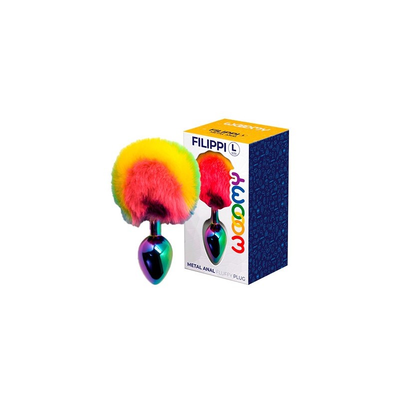 Filippi  L Plug de Metal Cola Conejo 9x4cm - Orgullo Arco Iris