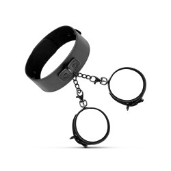 Ensemble collier et menottes de poignet - Noir