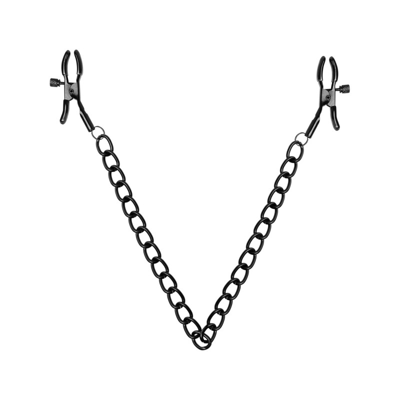 Schwarze Metall-Kettennippelklemmen - Schwarz