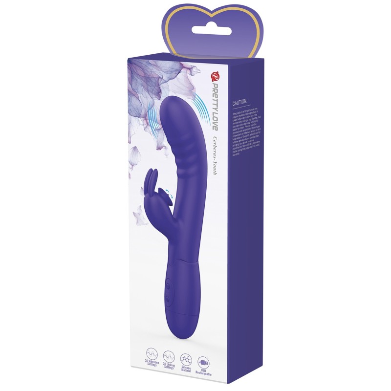 Cerberus Youth Double Bunny Vibrator Rechargeable 30 Modes Mini Tongue Licking