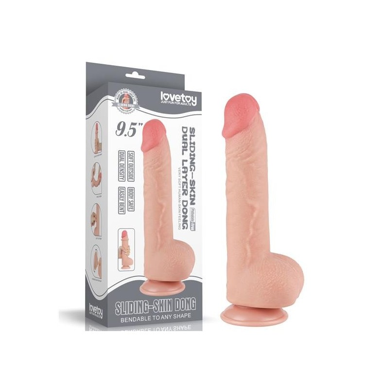 Dildo com Pele - Pele Deslizante 24x4,3 centímetros (9,5 polegadas)