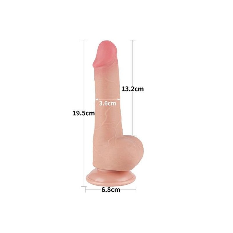 Dildo de pele deslizante 7,5 polegadas (19,5x3,6 centímetros)