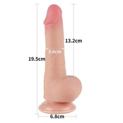 Dildo de pele deslizante 7,5 polegadas (19,5x3,6 centímetros)