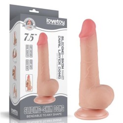 Dildo de pele deslizante 7,5 polegadas (19,5x3,6 centímetros)
